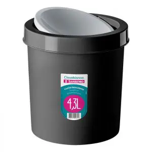 Lixeira Redonda Basculante 4,3L Sanremo Preta