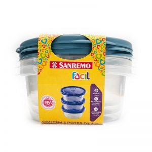 Conj 3 Potes Plástico 1,3L - Sanremo 4010170