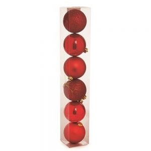 Bolas Sortidas Vermelhas 8 cm - Jg C/ 6 Ref 1316191