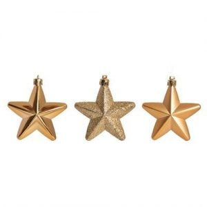 Enfeite Para Pendurar Estrelas Douradas - Jg C/ 6 Ref 1350754